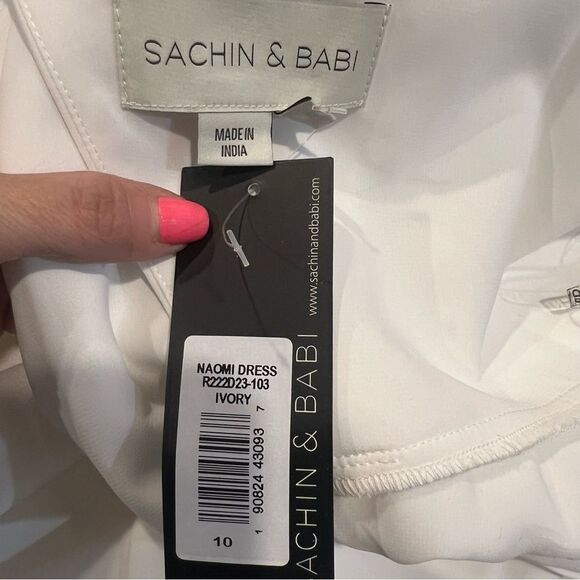 NWT Sachin and Babi Naomi Halter Asymmetric Midi Dress women's size 10 in ivory - Picture 5 of 15